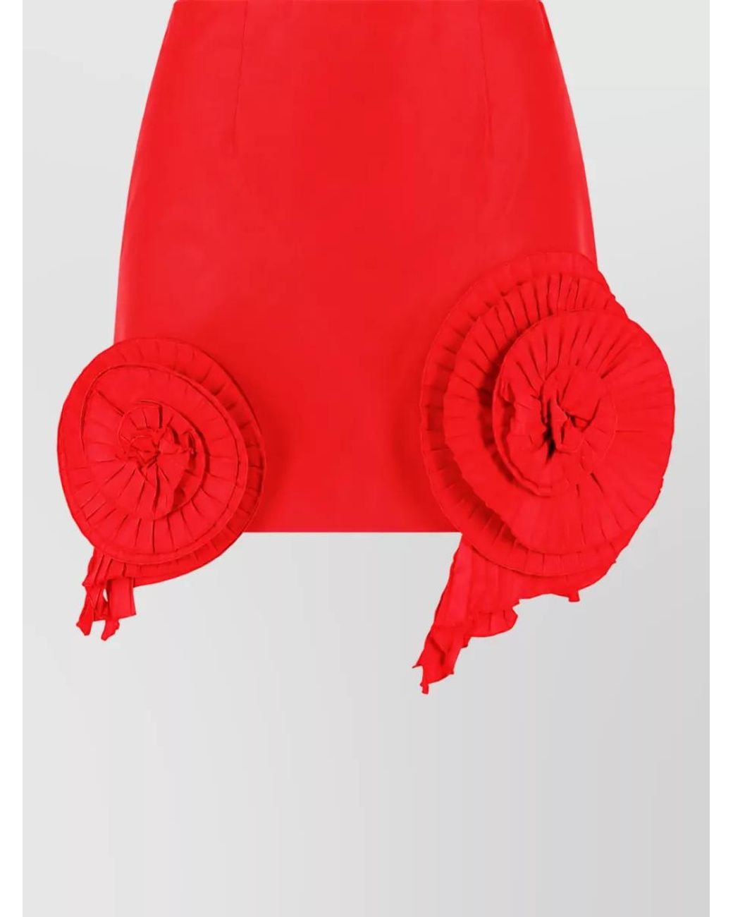Blumarine Red Taffeta Mini Skirt With 3D Roses