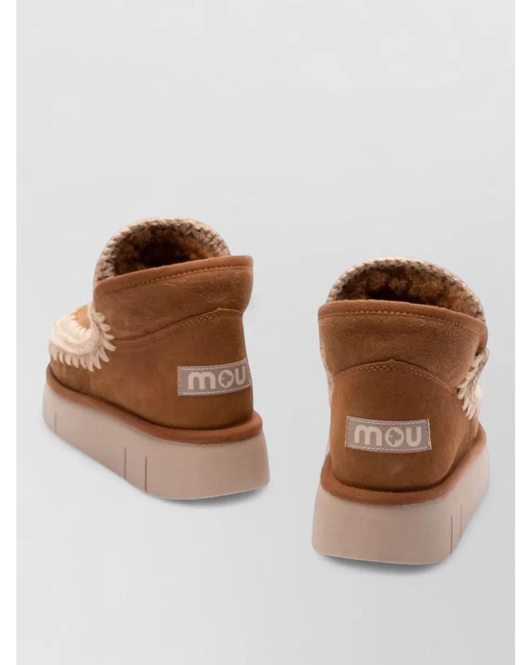 Mou Brown Shearling Ankle-Length Slippers