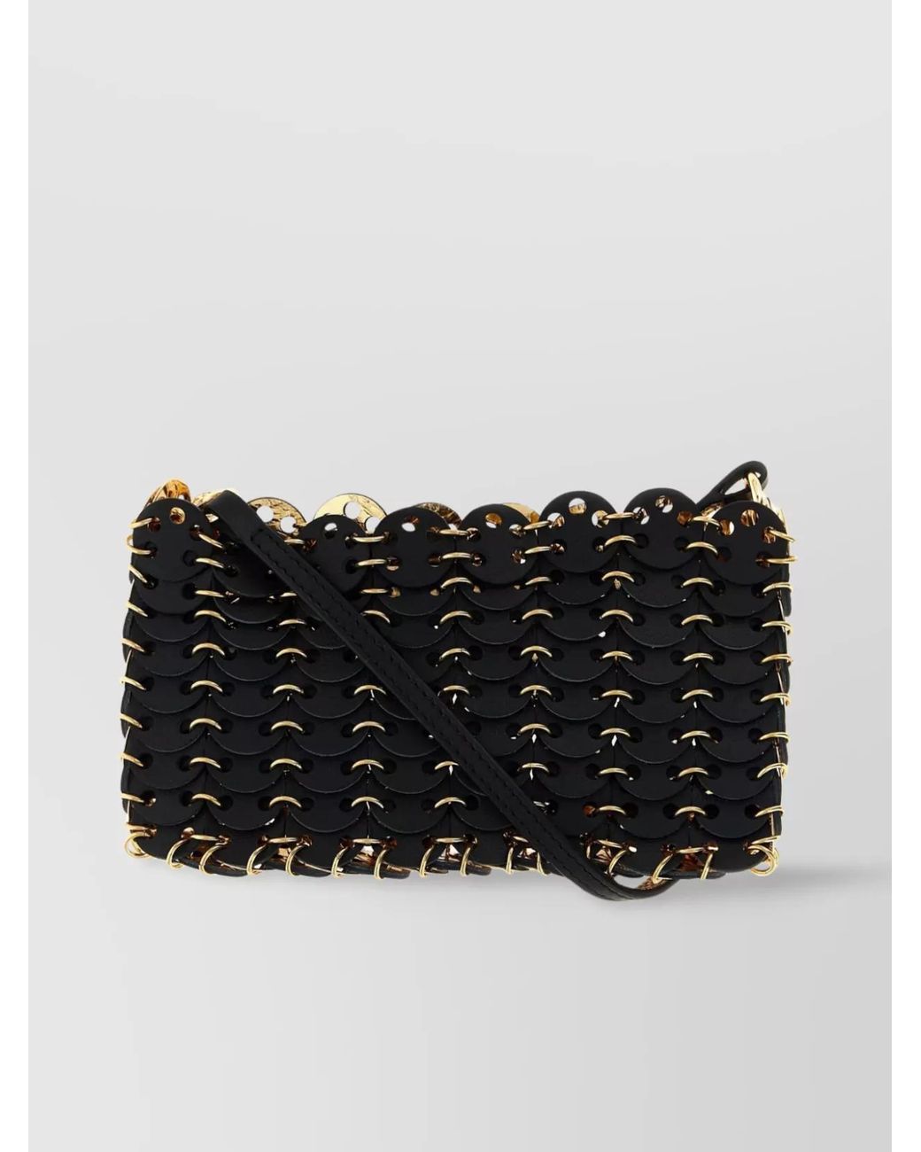 Rabanne Black 1969 Chain Mail Nano Leather Shoulder Bag