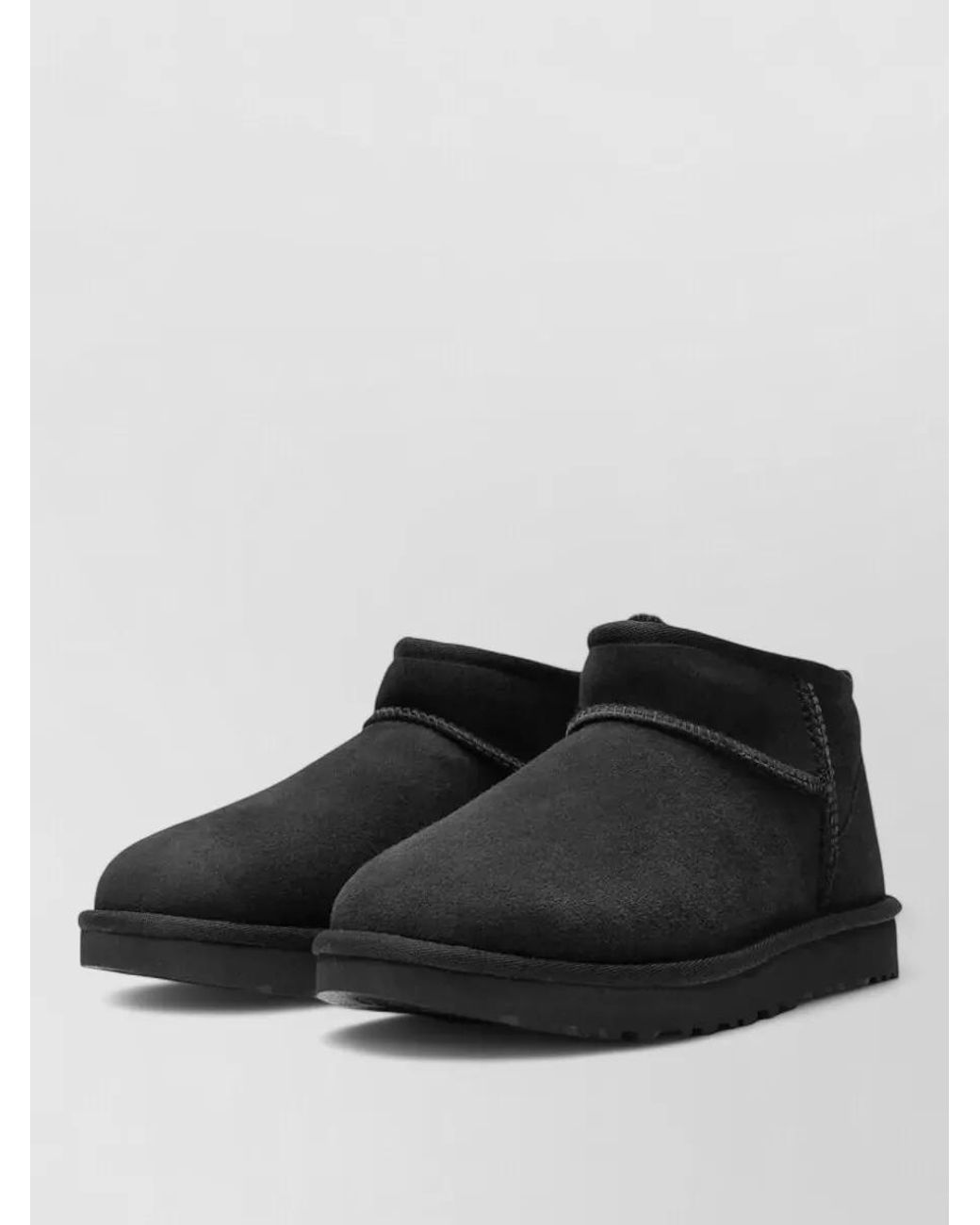 Ugg Black Leather Classic Ultra Mini Slippers