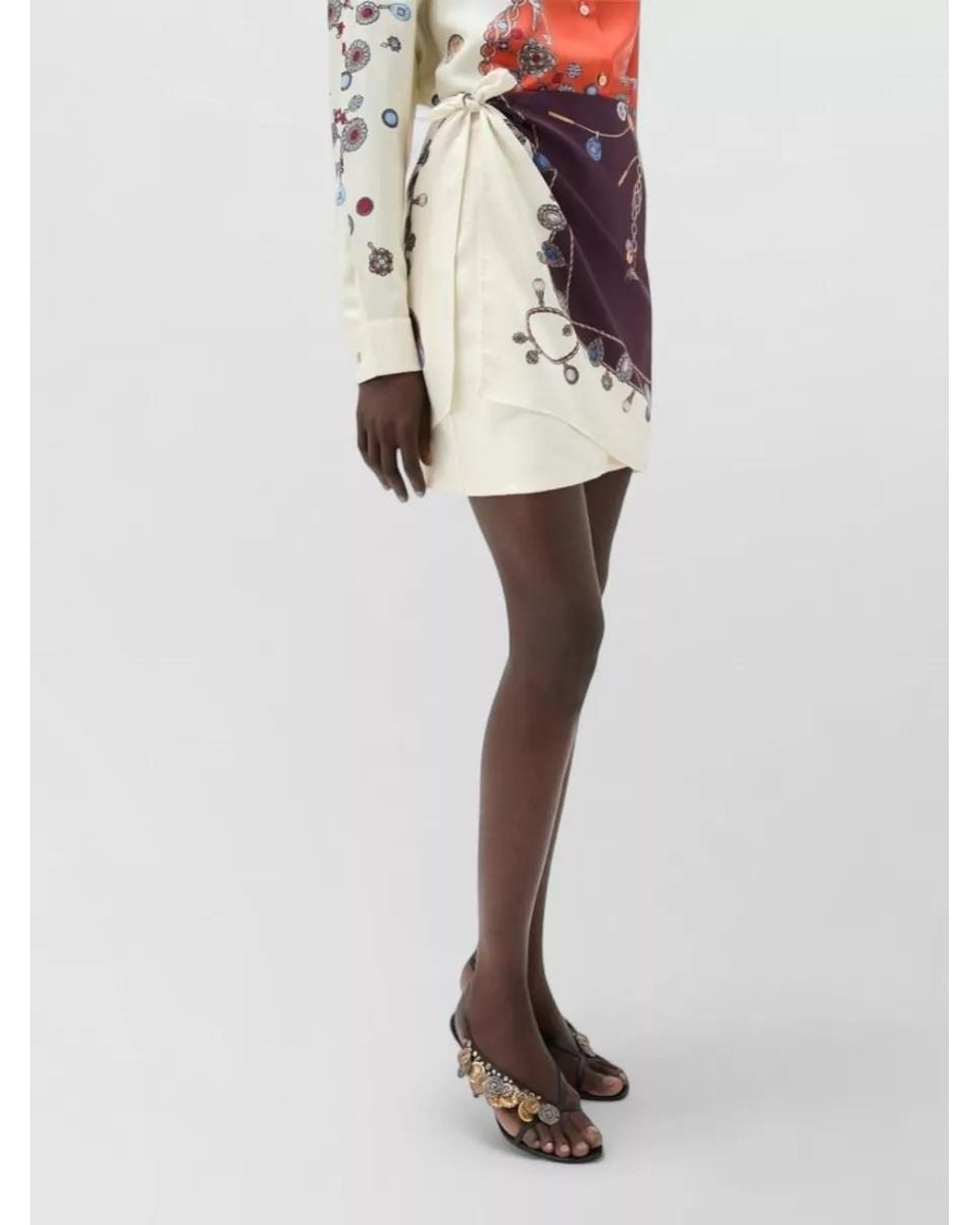 Versace Purple Silk Printed Wrap Mini Skirt