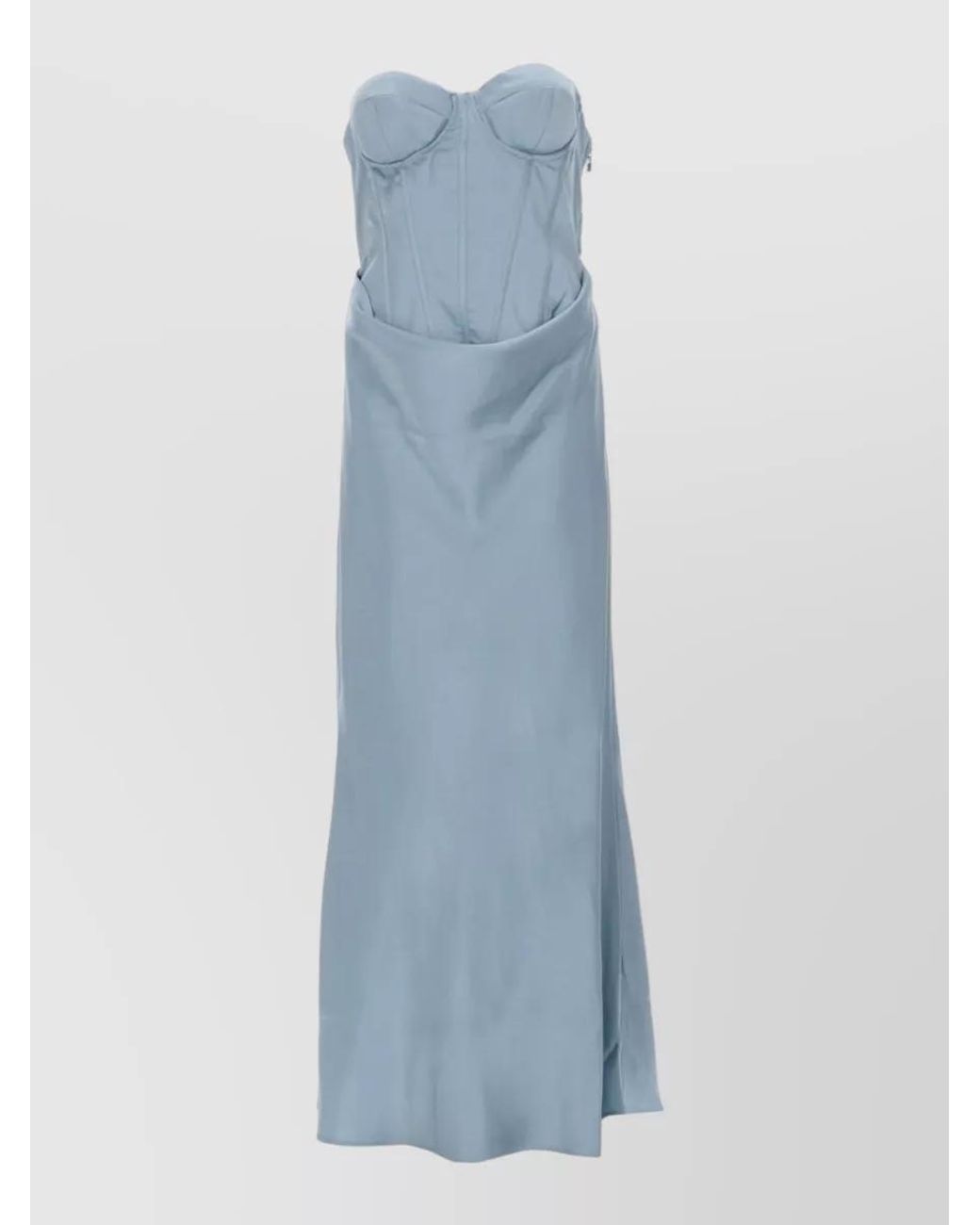 ROTATE BIRGER CHRISTENSEN Blue Satin Corset Maxi Dress
