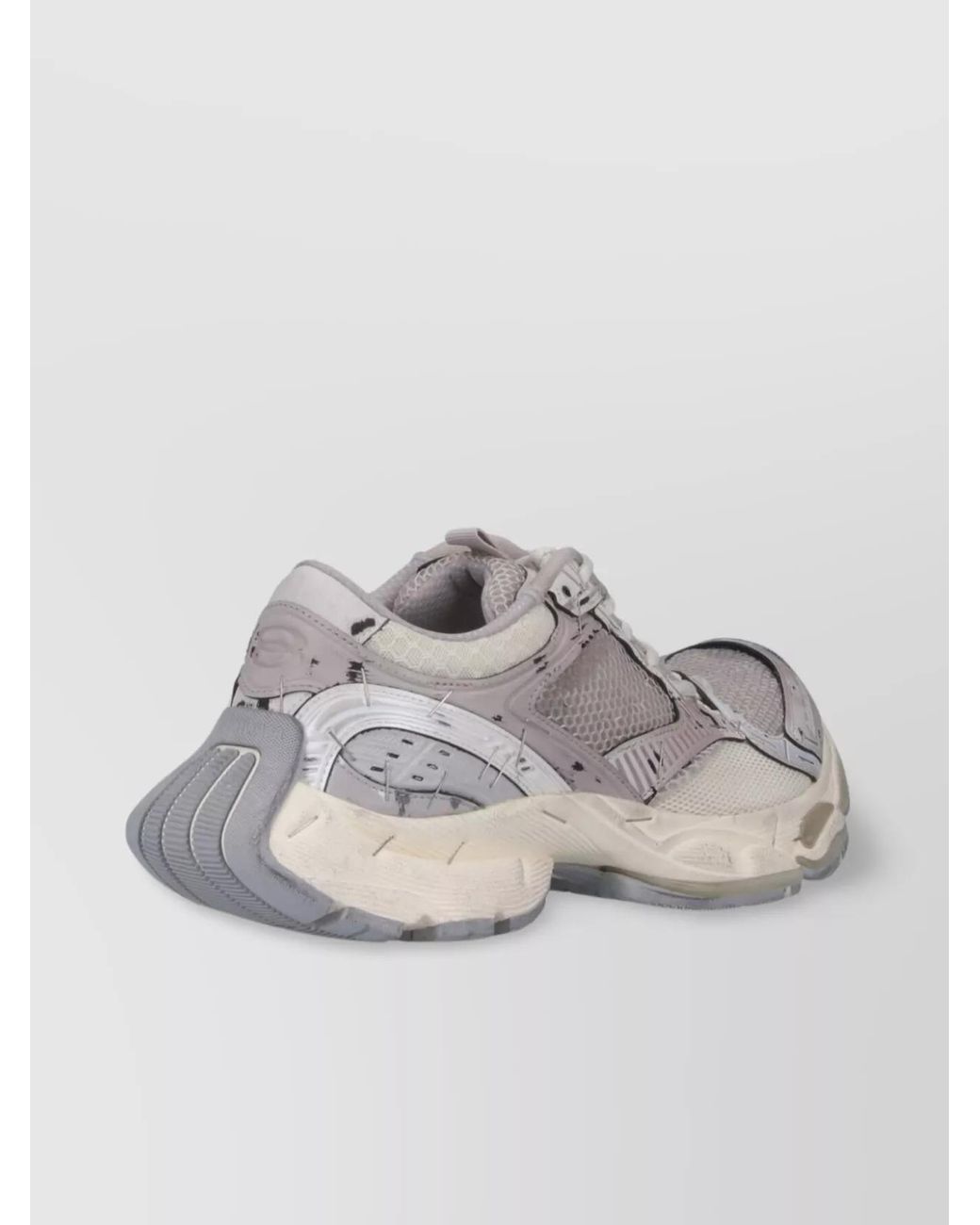 Balenciaga Gray Round Toe Mesh Panels Textured Sole Sneakers for men