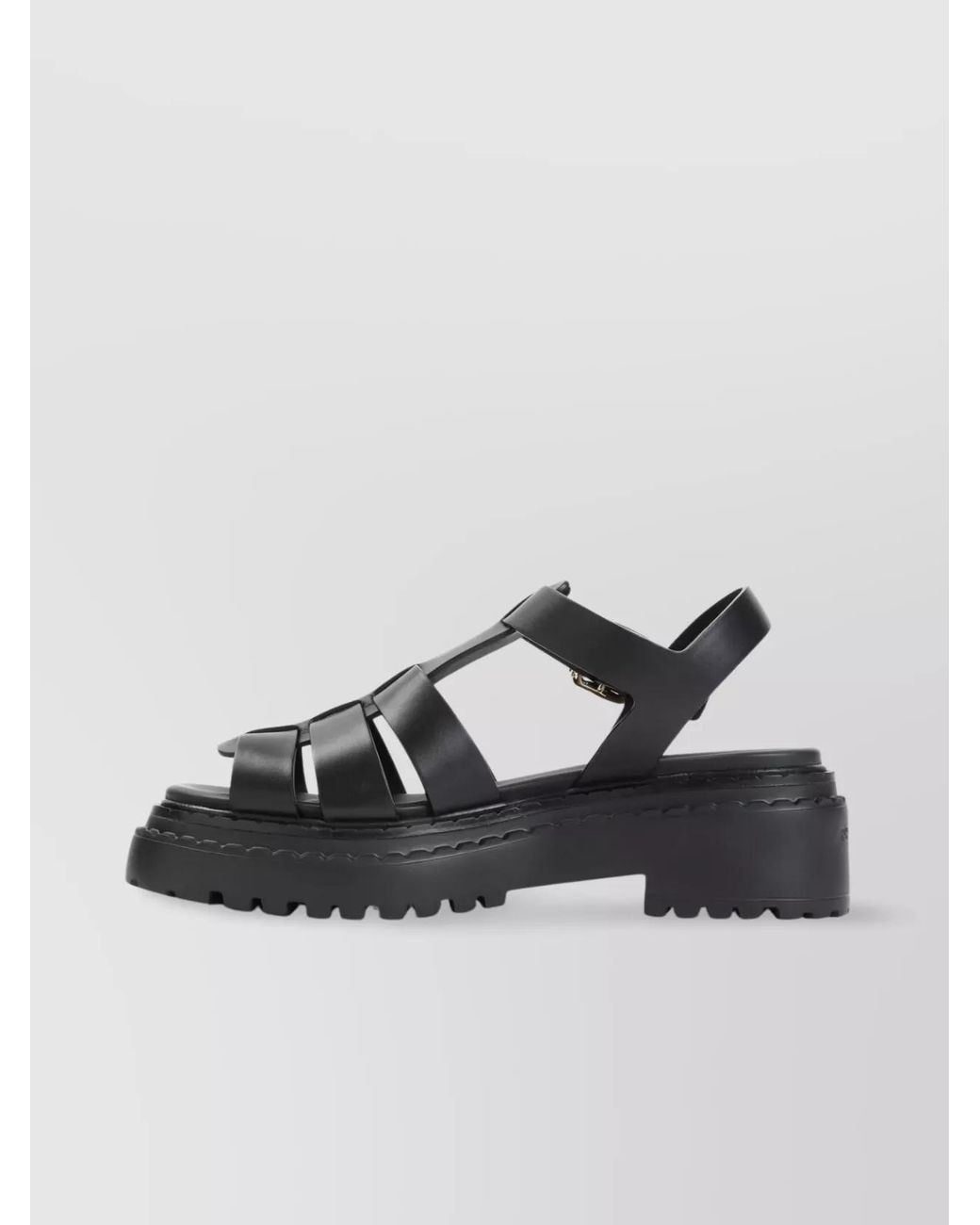Prada Gray Leather Flatform Sandals