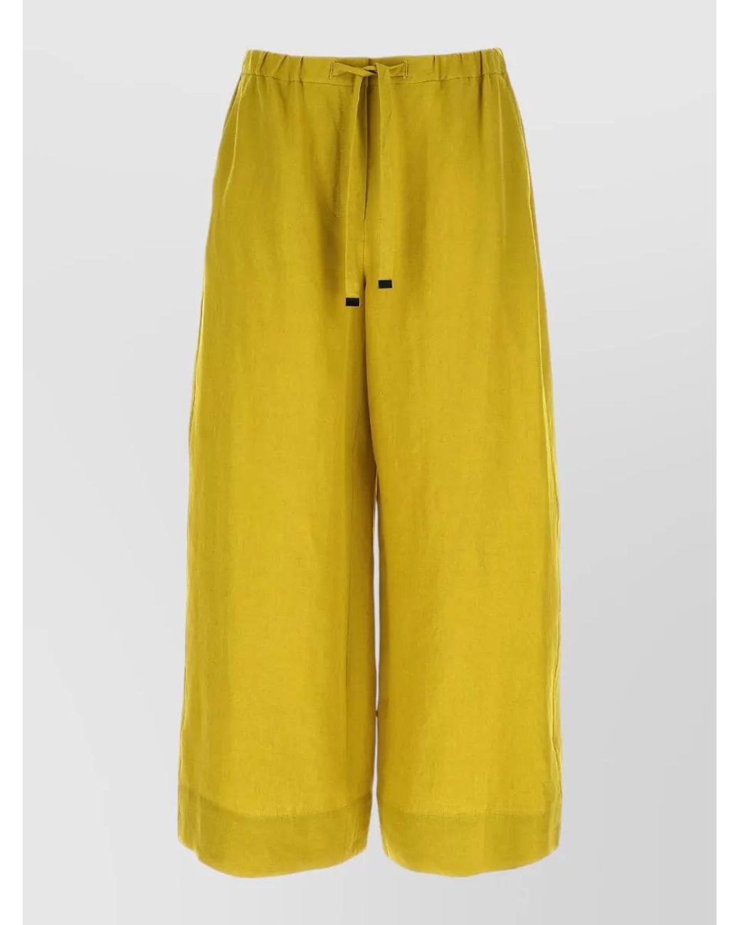 Max Mara Yellow Linen Cropped Wide-Leg Shorts