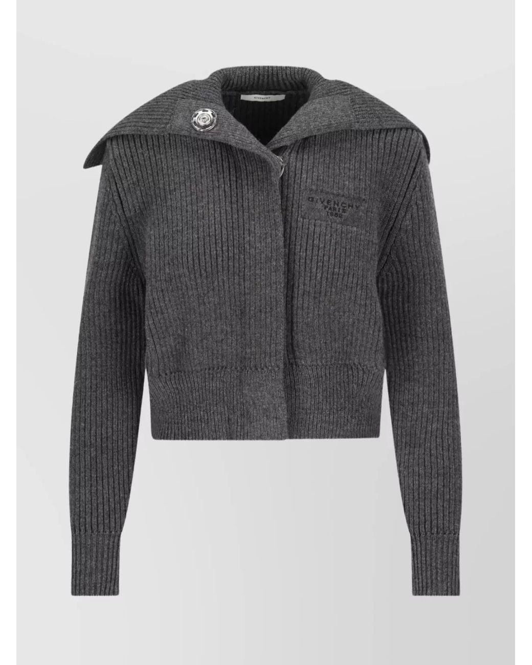 Givenchy Black Crewneck Wool Cardigan