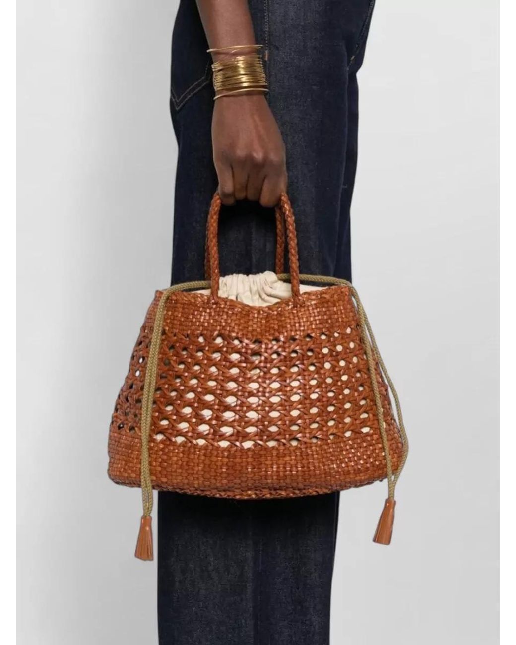 Dragon Diffusion Brown Hand Woven Bucket Bag