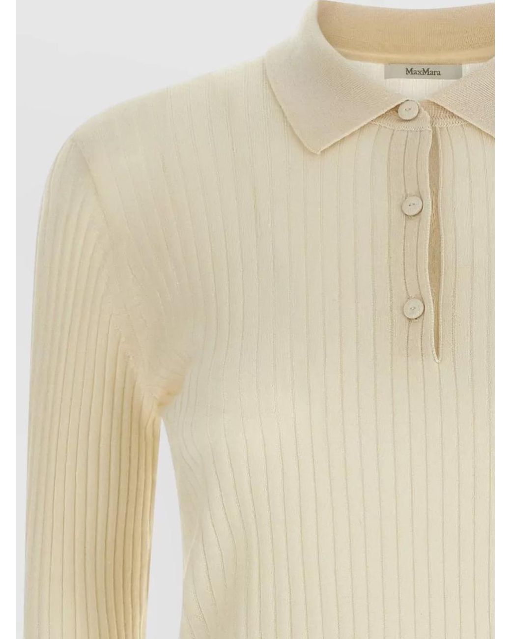 Max Mara Natural Cashmere Silk Polo Top