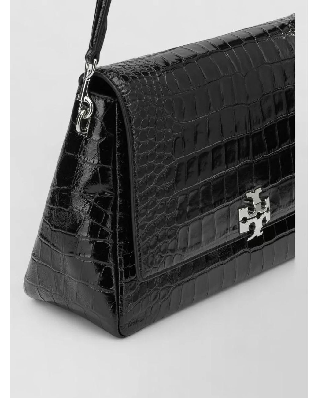 Tory Burch Black Eleanor Lamb Leather Clutch Bag
