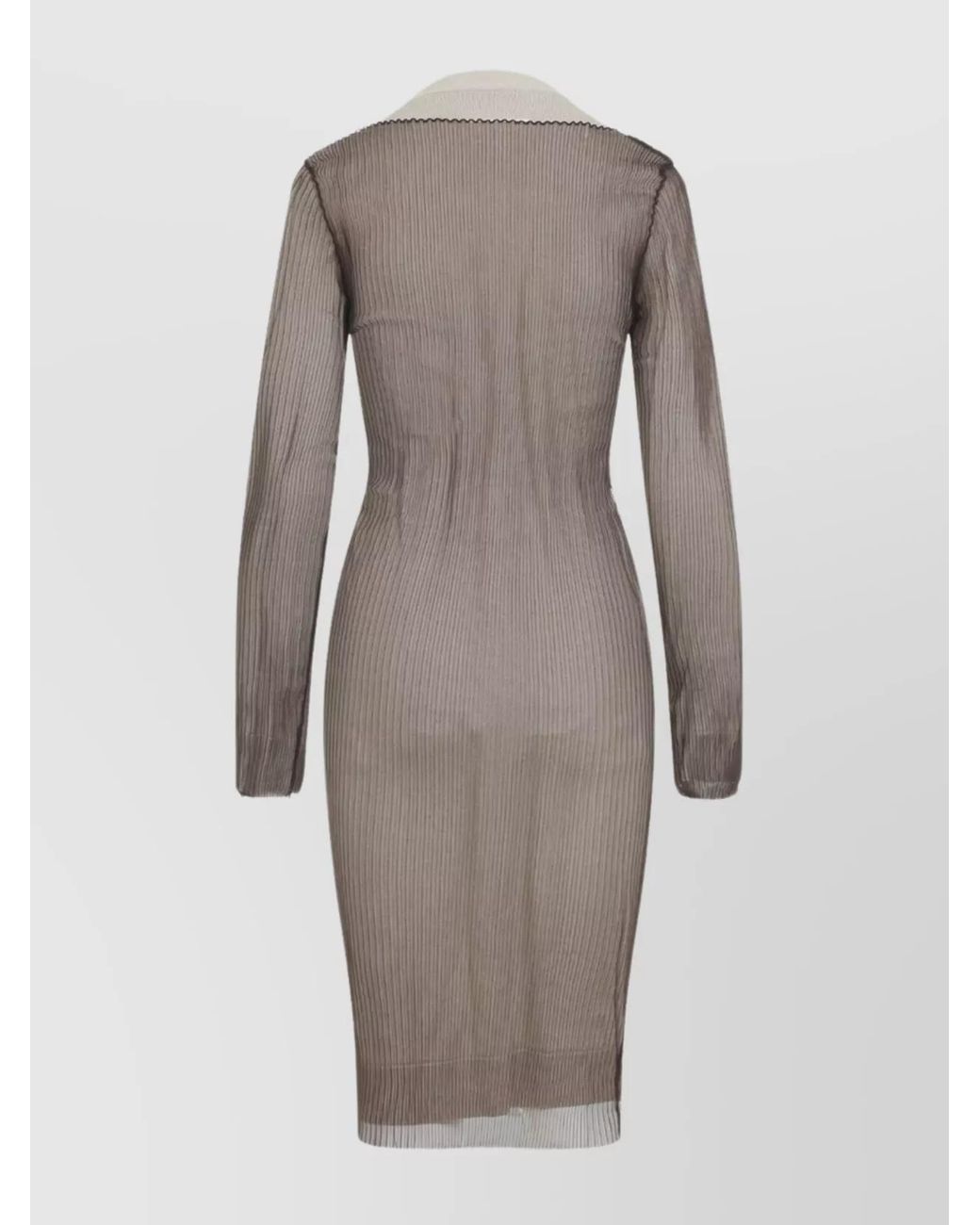 MM6 by Maison Margiela Gray Ribbed Asymmetric Midi Knitted Dress