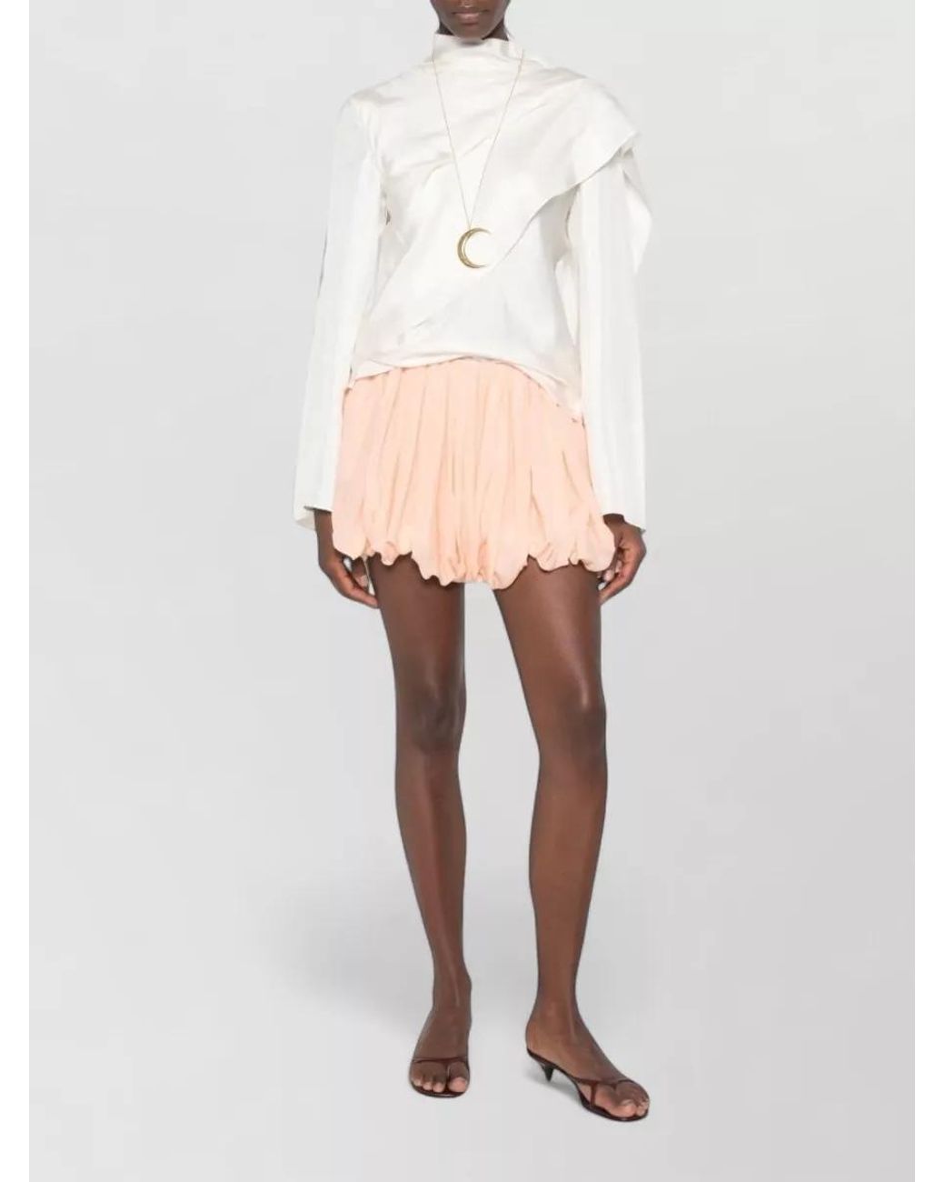 Chloé Natural Silk Pleated Bubble-Hem Mini Shorts