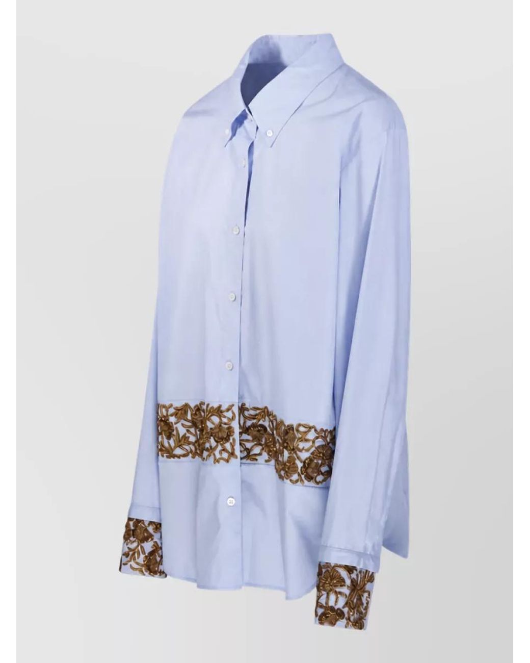 Dries Van Noten Blue Embroidered Cotton Shirt