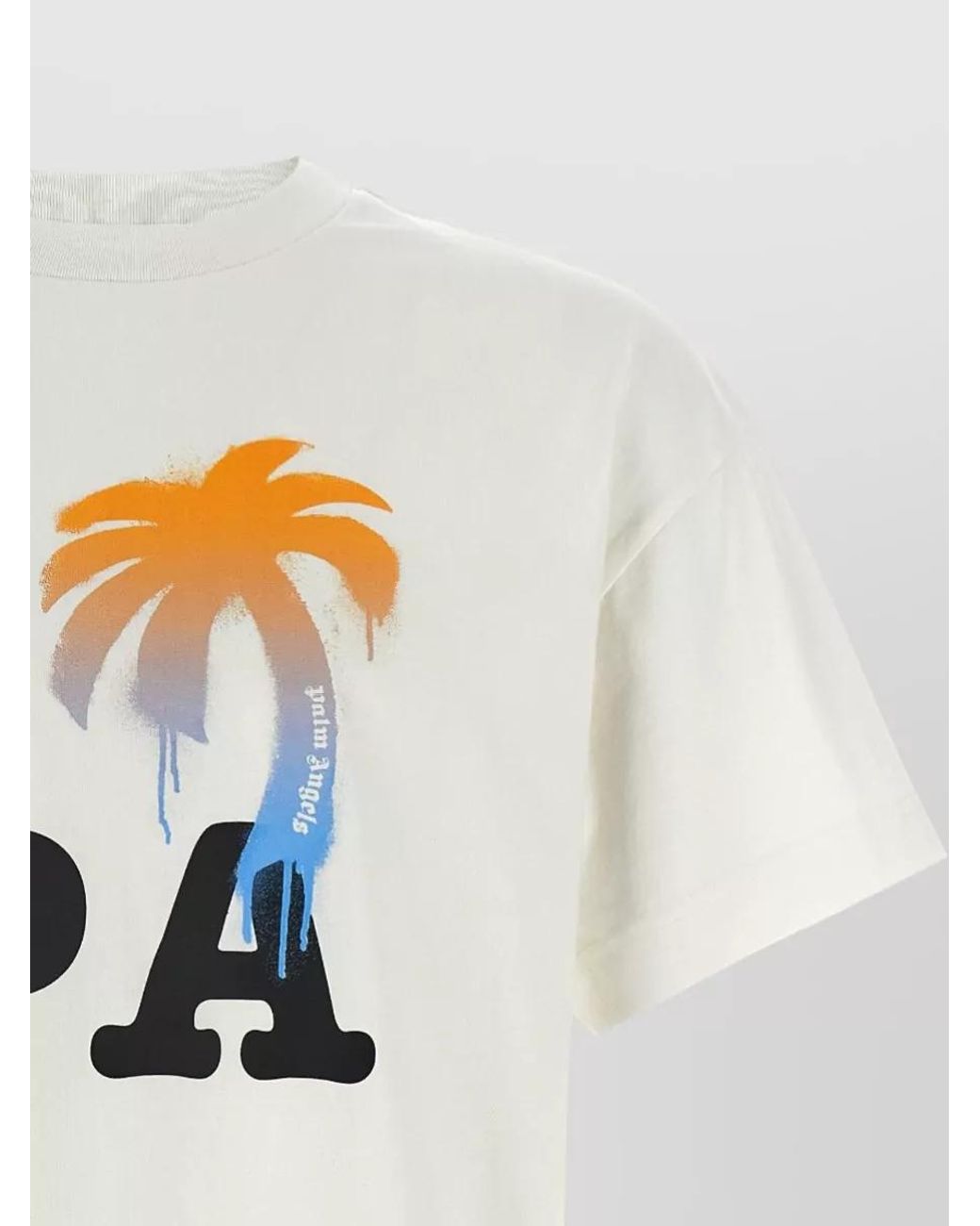 Palm Angels White Cotton Printed Short-Sleeve T-Shirt for men