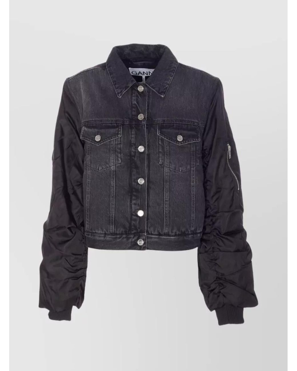 Ganni Blue Denim Cropped Jacket