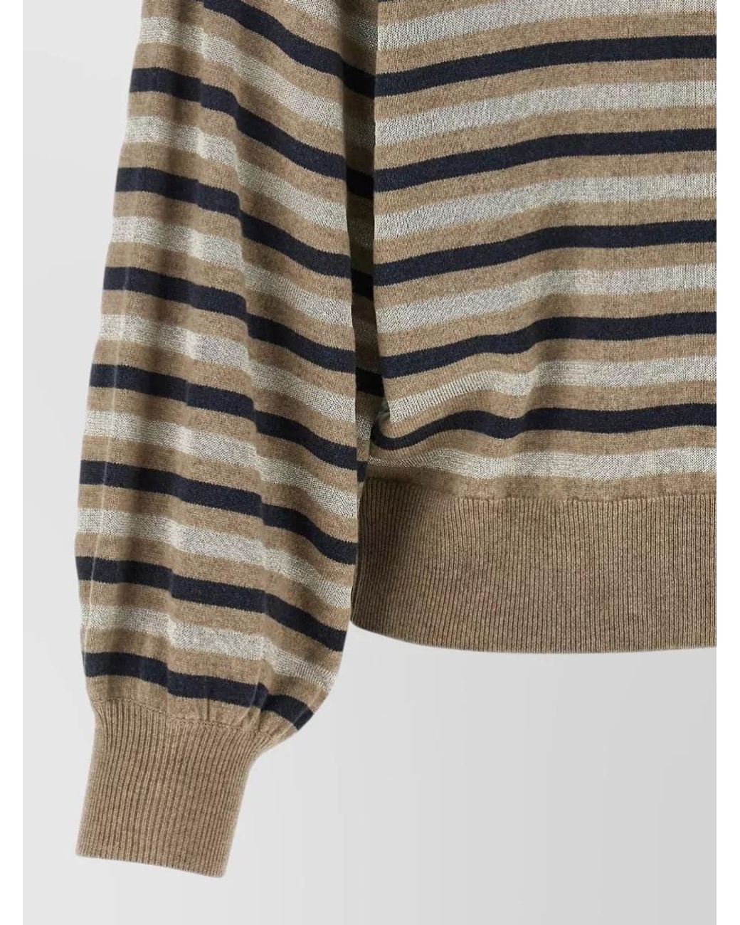 Brunello Cucinelli Multicolor Ribbed-Stripe Cashmere Silk Wool Sweater