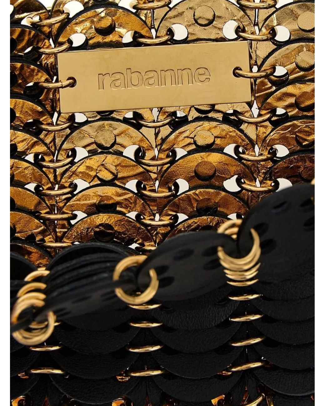 Rabanne Black 1969 Chain Mail Nano Leather Shoulder Bag