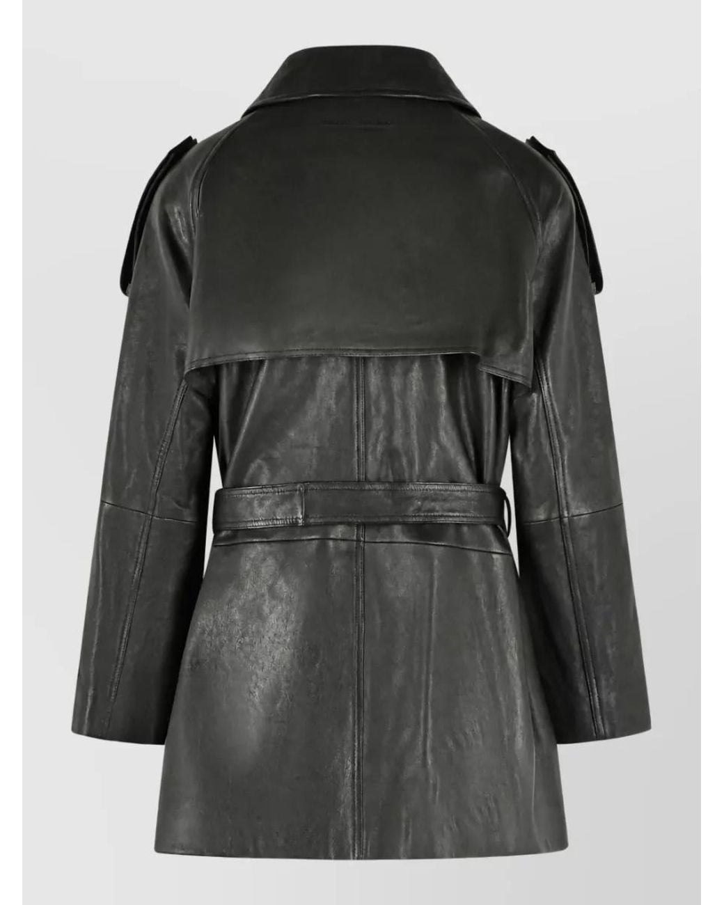 Acne Black Leather Single Breasted Coat