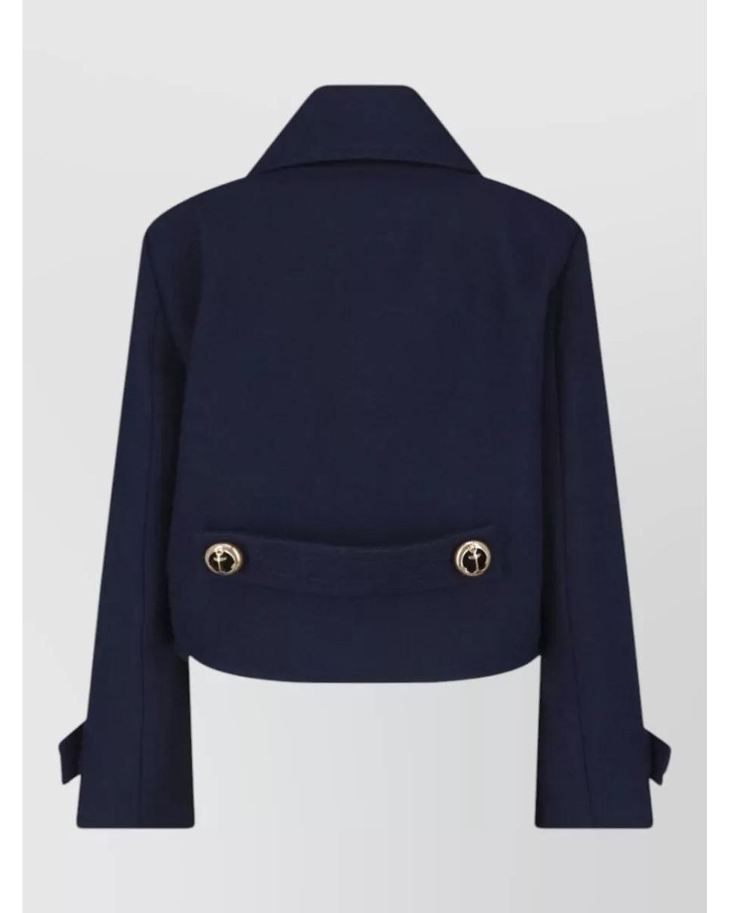 Balenciaga Blue Wool Textured Cropped Double-Breasted Peacoat