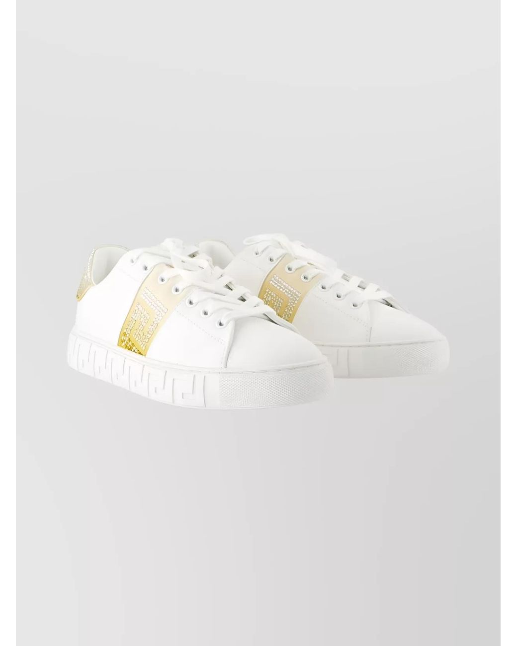 Versace White Silk Low-Top Sneakers