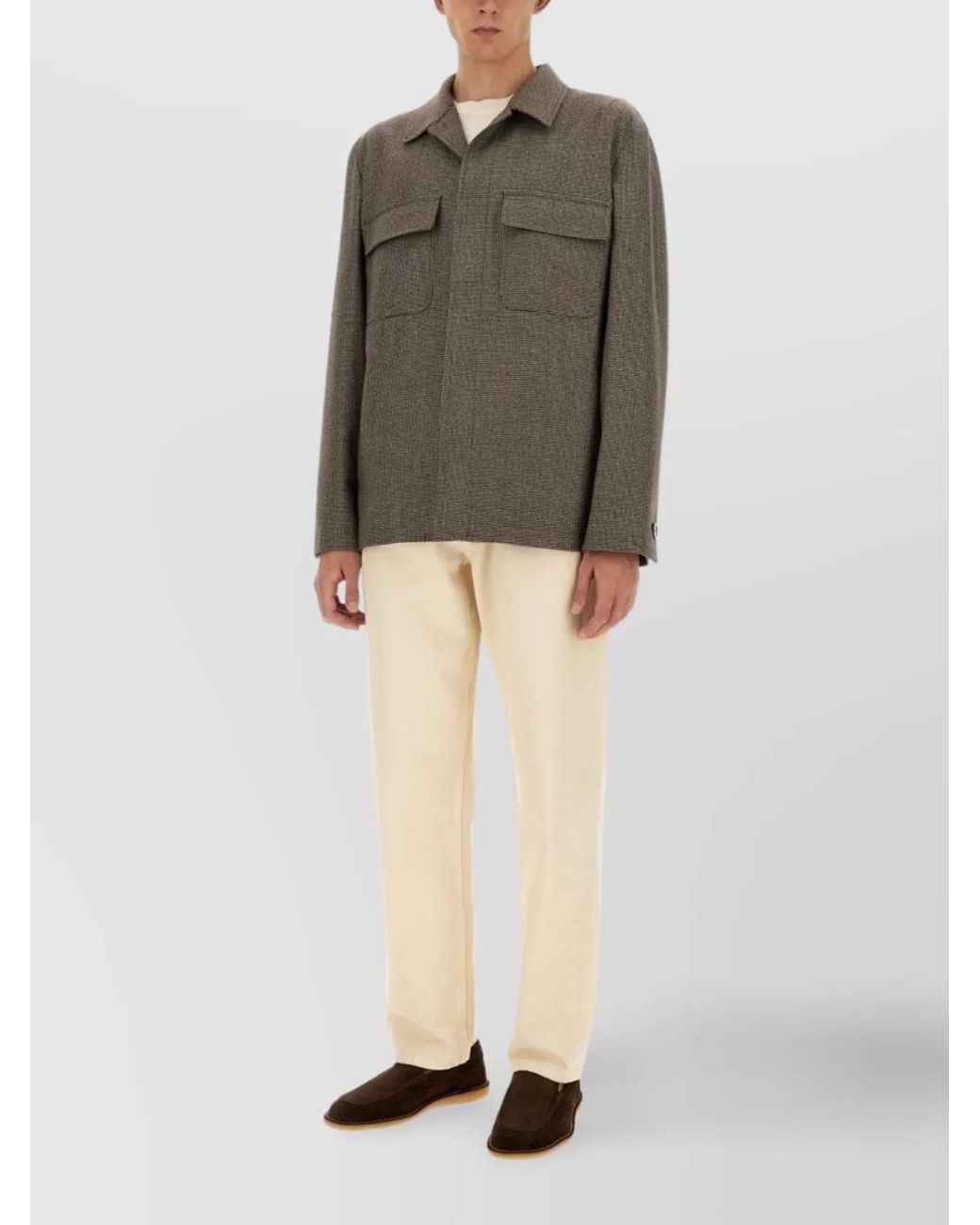 Lardini Gray Wool Cashmere Shirt Jacket for men