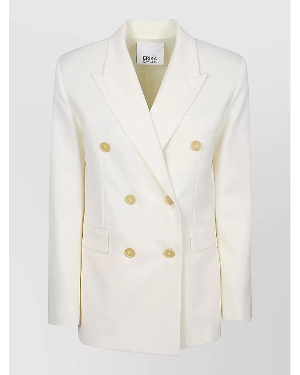 Erika Cavallini Semi Couture Natural Wool Double-Breasted Blazer