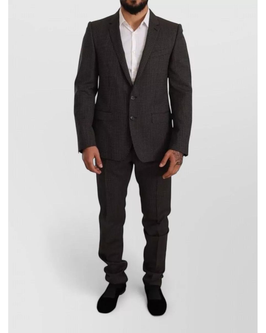 Dolce & Gabbana Black Virgin Wool Single Breasted Suit for men