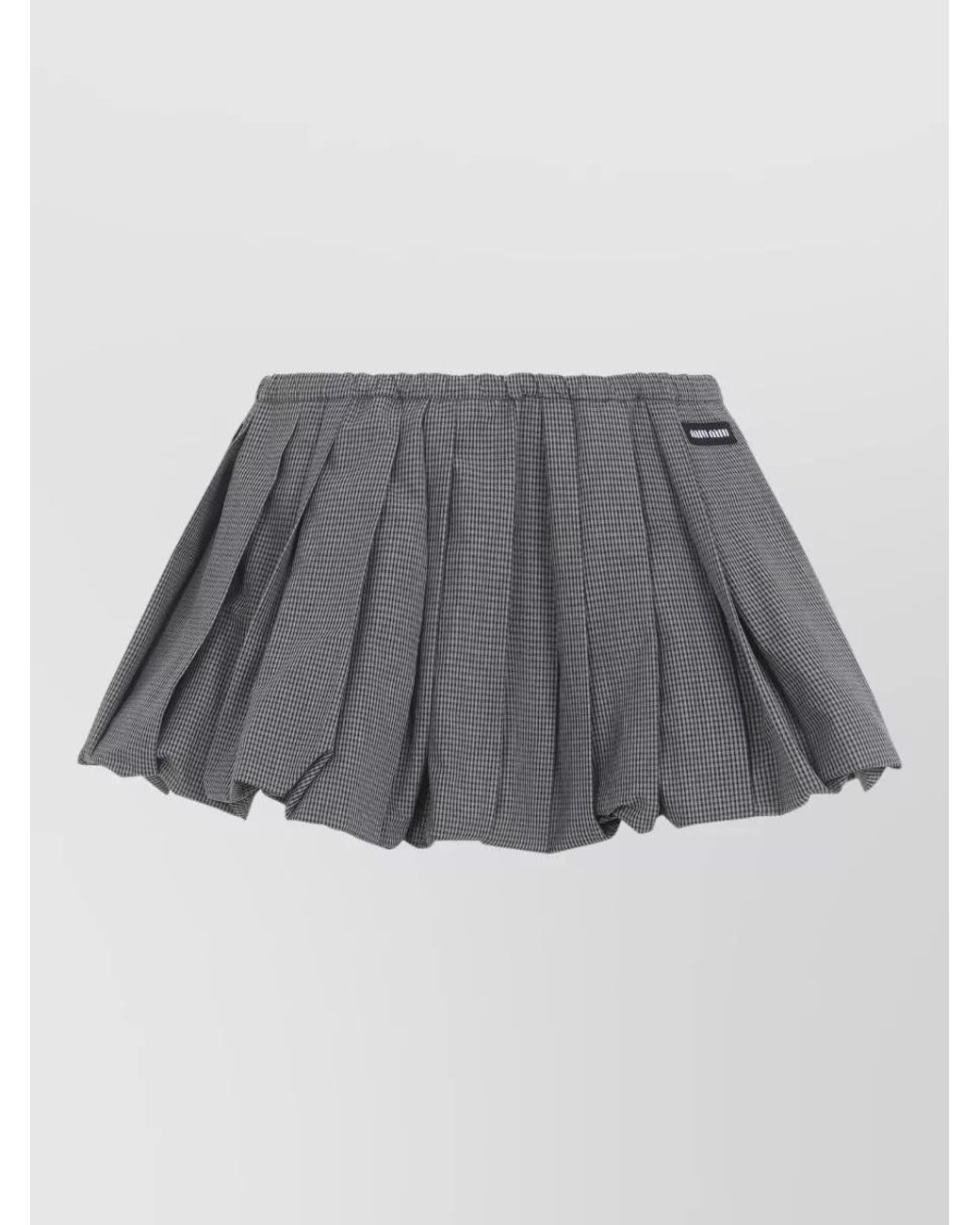 Miu Miu Gray Pleated Check Mini Skirt