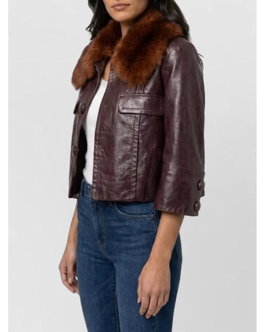 Chloé Red Leather Cropped Jacket