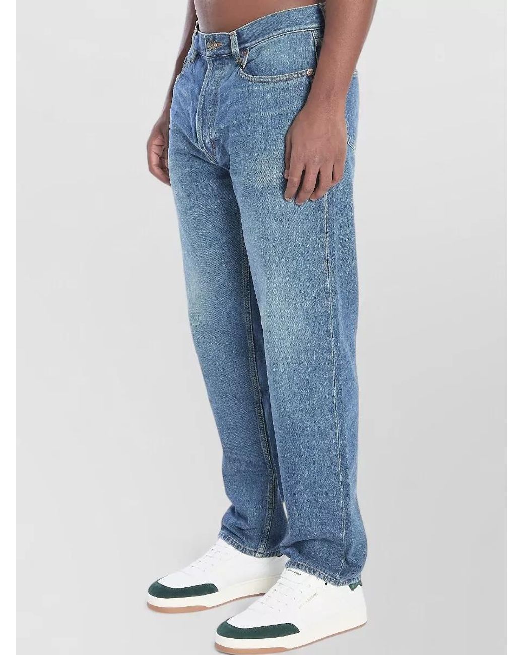 Saint Laurent Blue Denim Mid-Rise Straight-Leg Trousers for men
