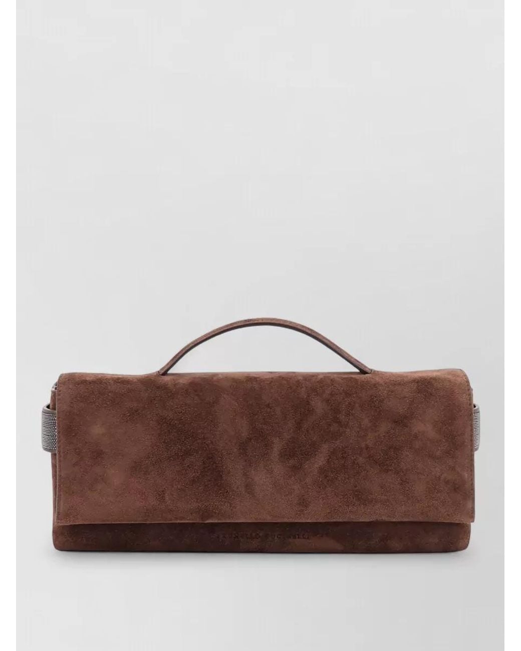 Brunello Cucinelli Brown Monili Suede Clutch Bag