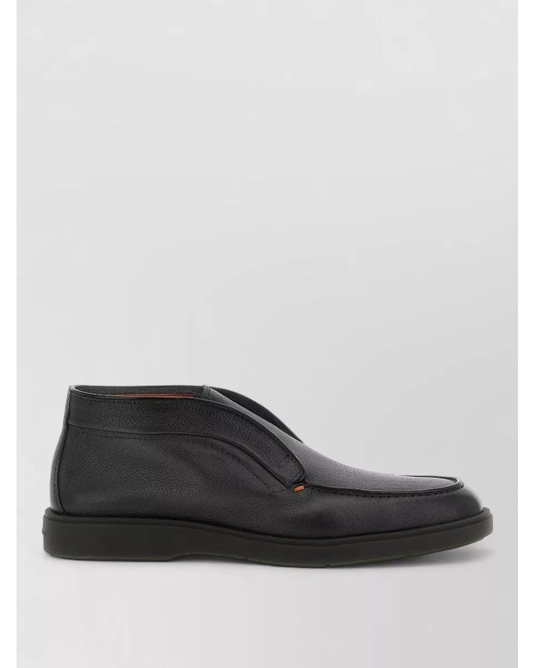 Santoni Black Leather Ankle Boots for men