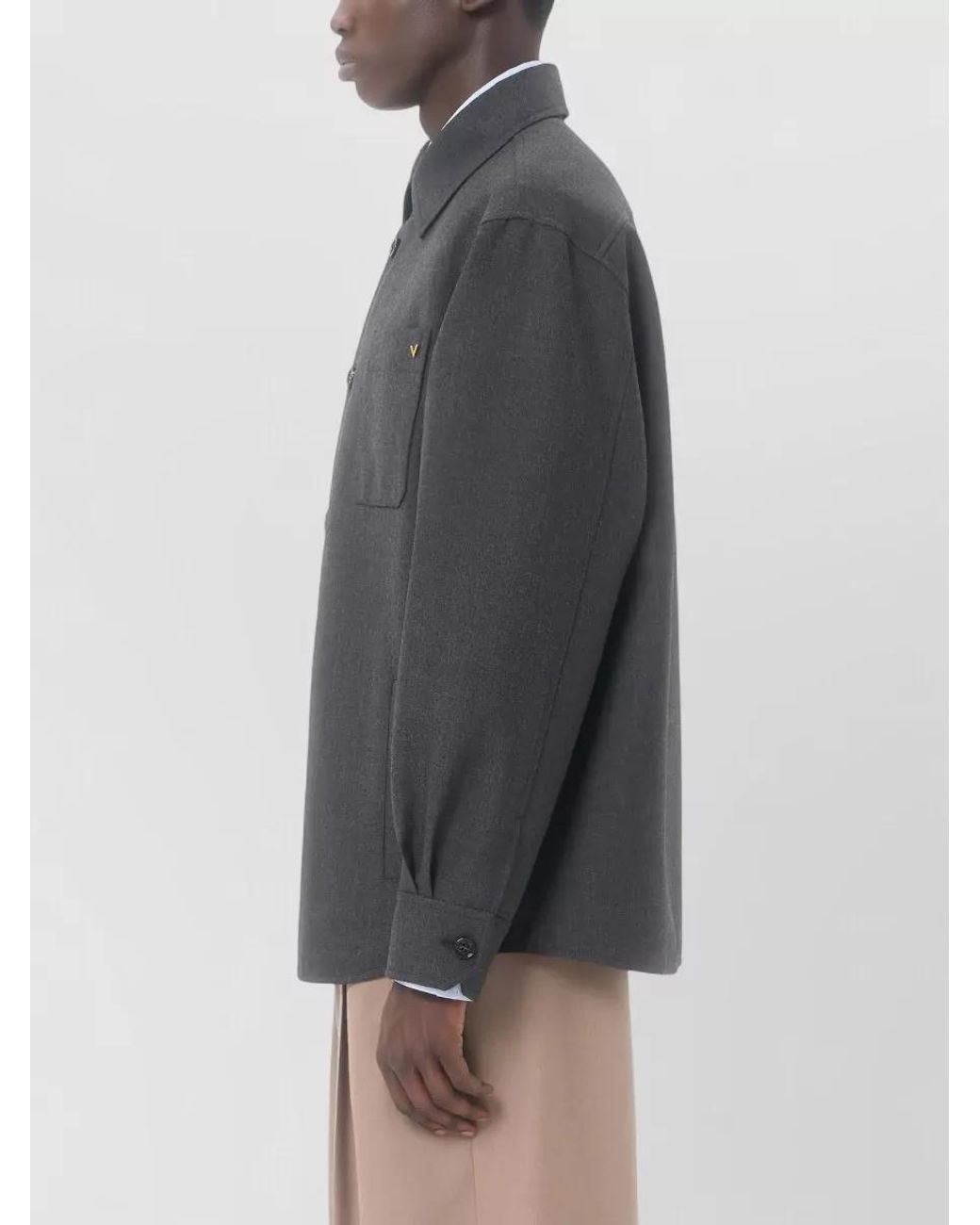 Valentino Black Wool Blend Shirt Jacket for men