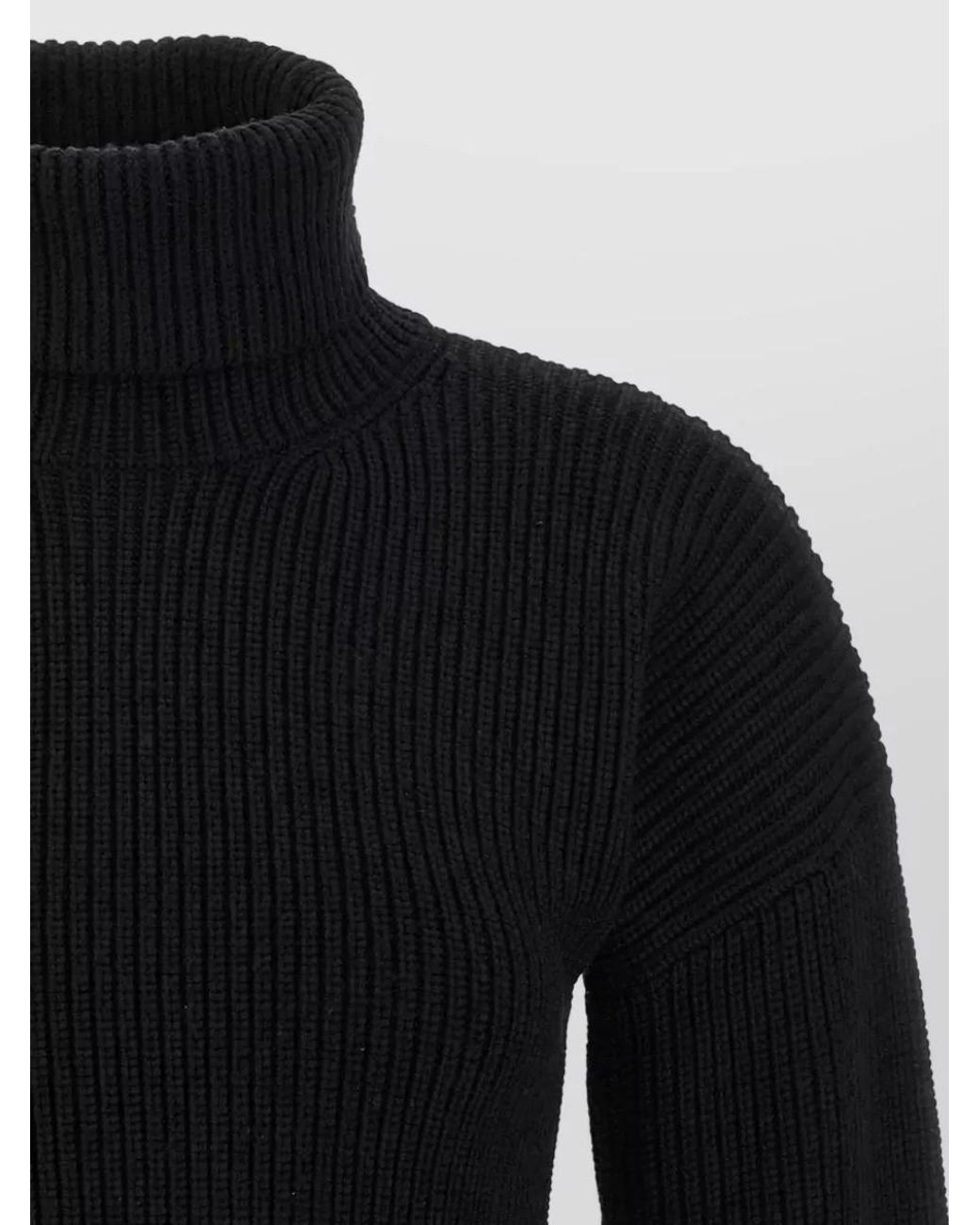 Totême Black Wool Ribbed Turtleneck Sweater