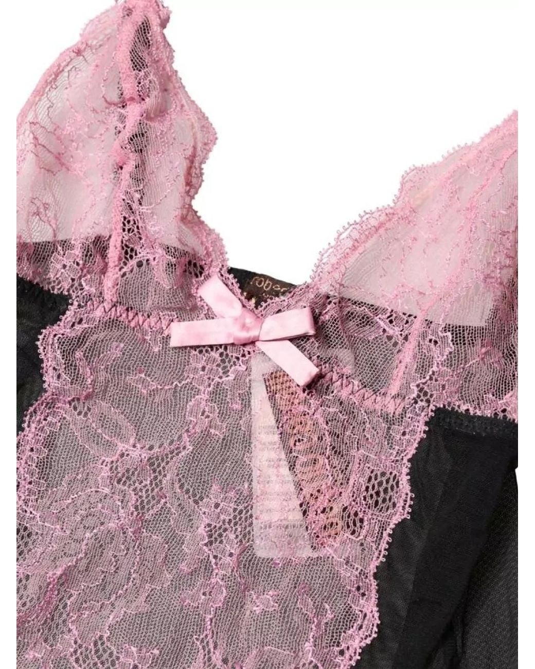 Roberto Cavalli Pink Floral Lace Top
