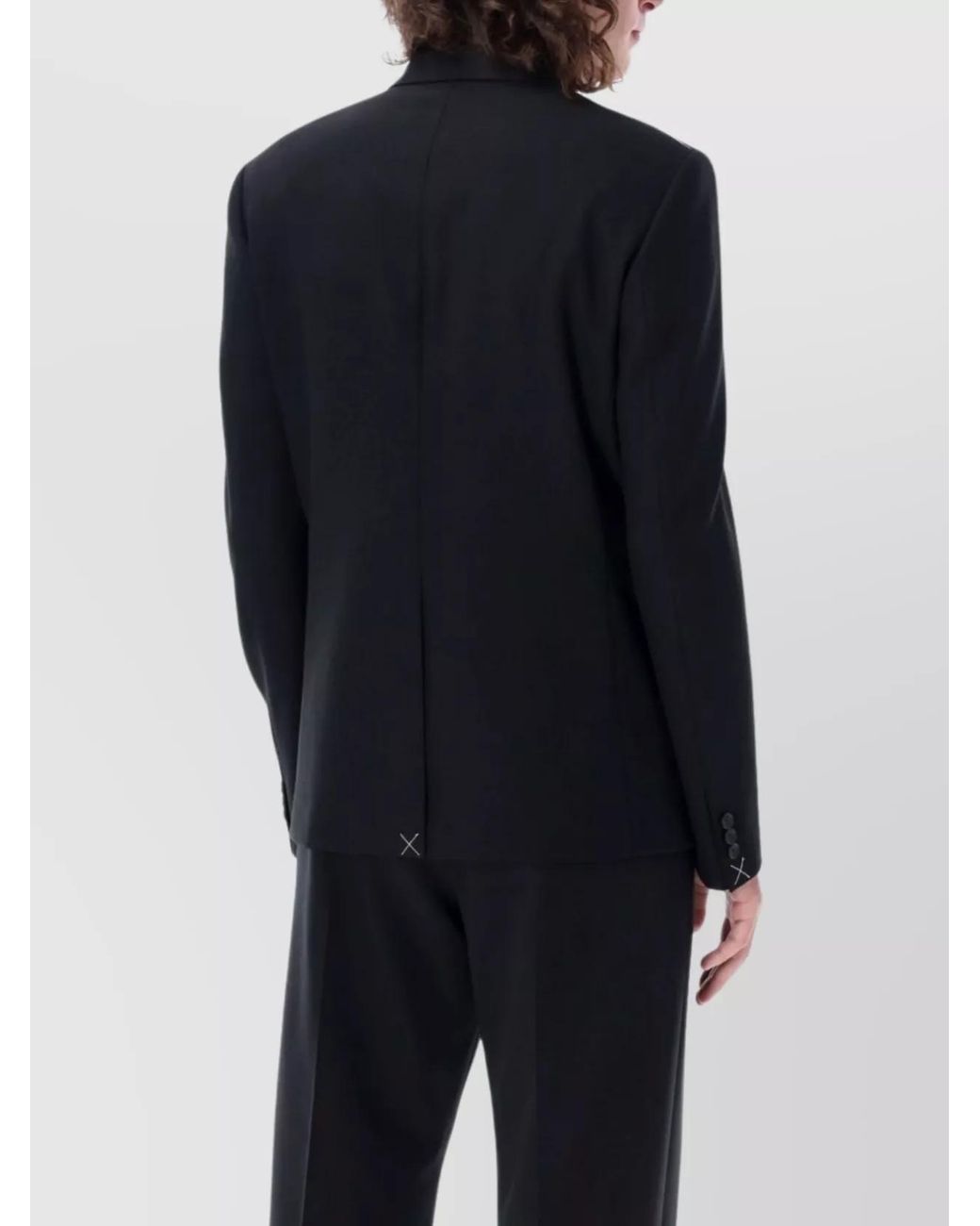 Versace Blue Virgin Wool Double-Breasted Blazer for men