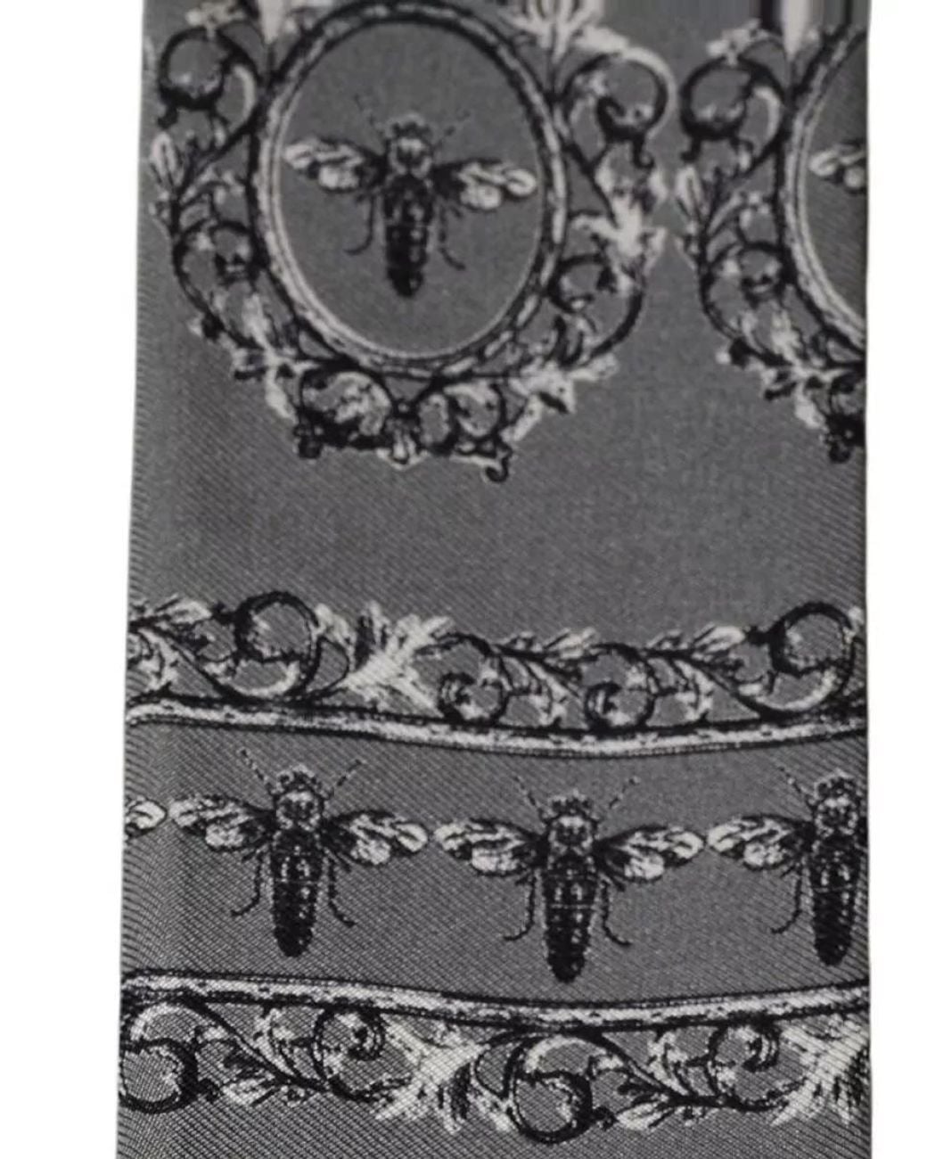 Dolce & Gabbana Gray Silk Skinny Twilly Scarf for men
