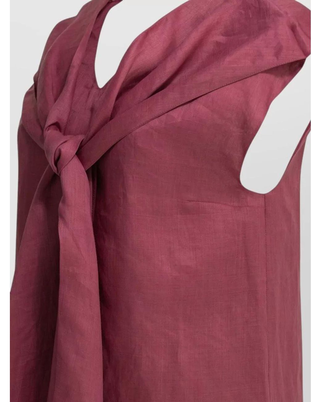 Max Mara Red Draped Ramie Blouse