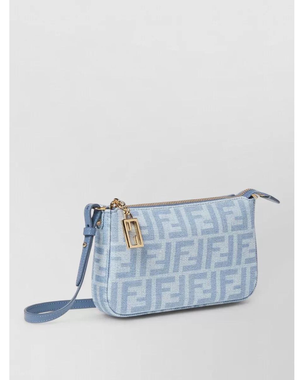 Fendi Blue Baguette Denim Clutch Bag