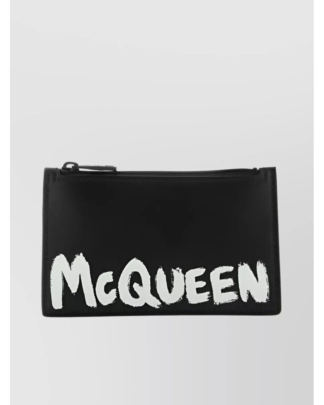 McQueen Black Leather Graffiti Logo Card Holder for men