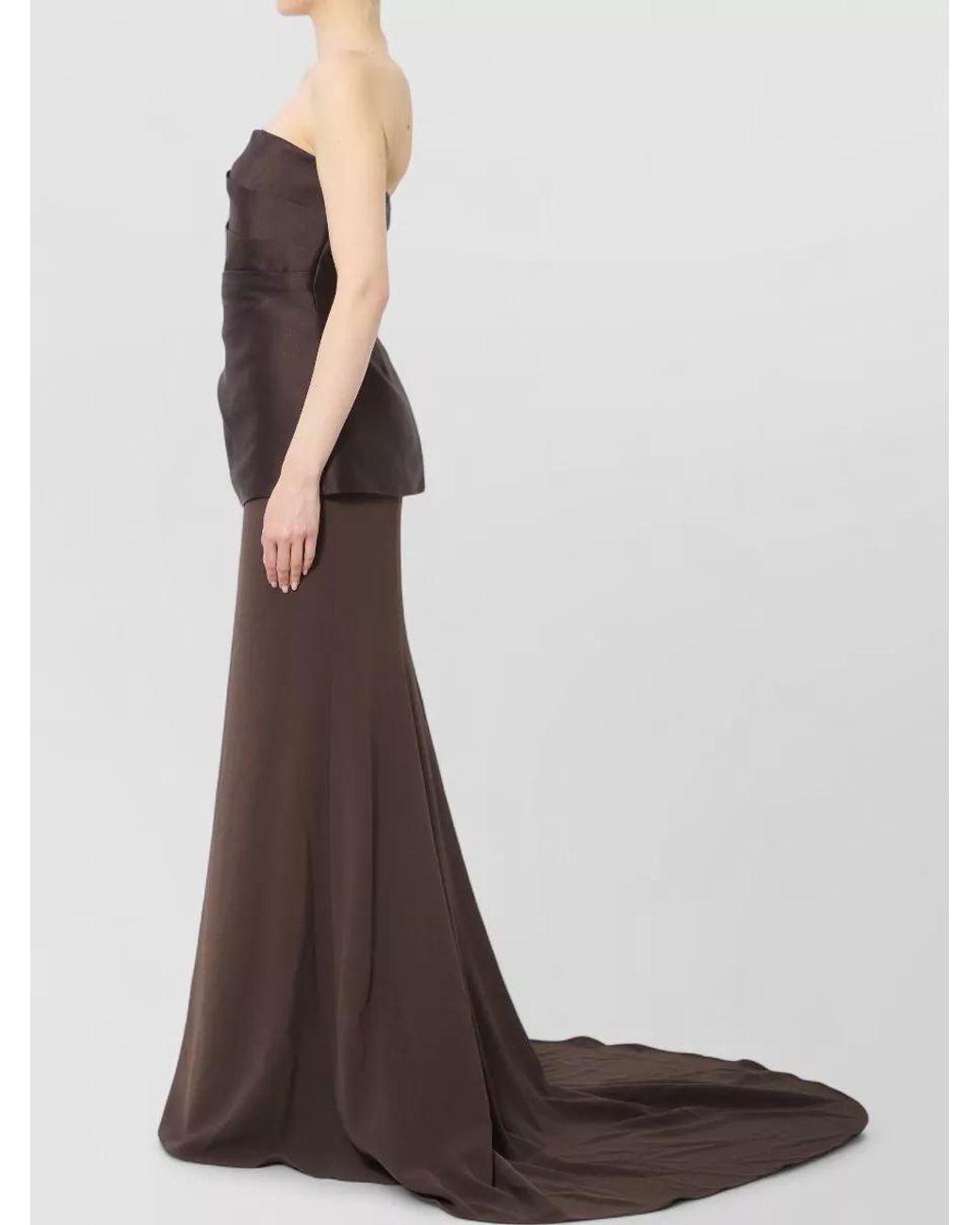 Solace London Brown Draped Maxi Gown