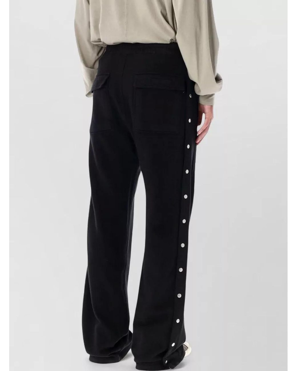 Rick Owens Black Cotton Wide Leg Track Pants for men