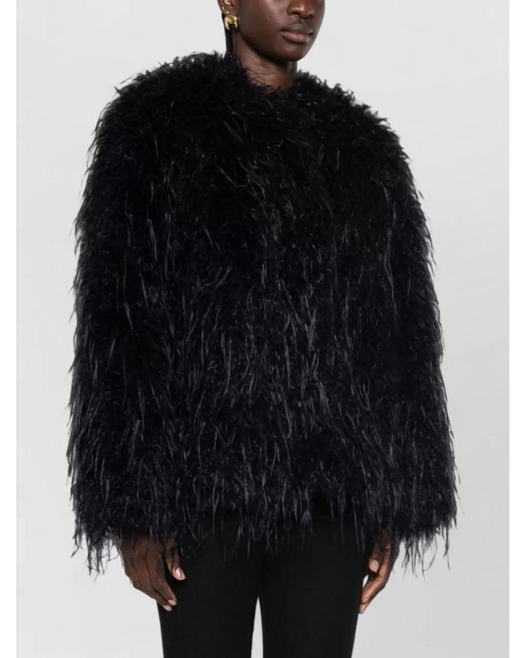 Forte_forte Black Faux Fur Blouson Jacket