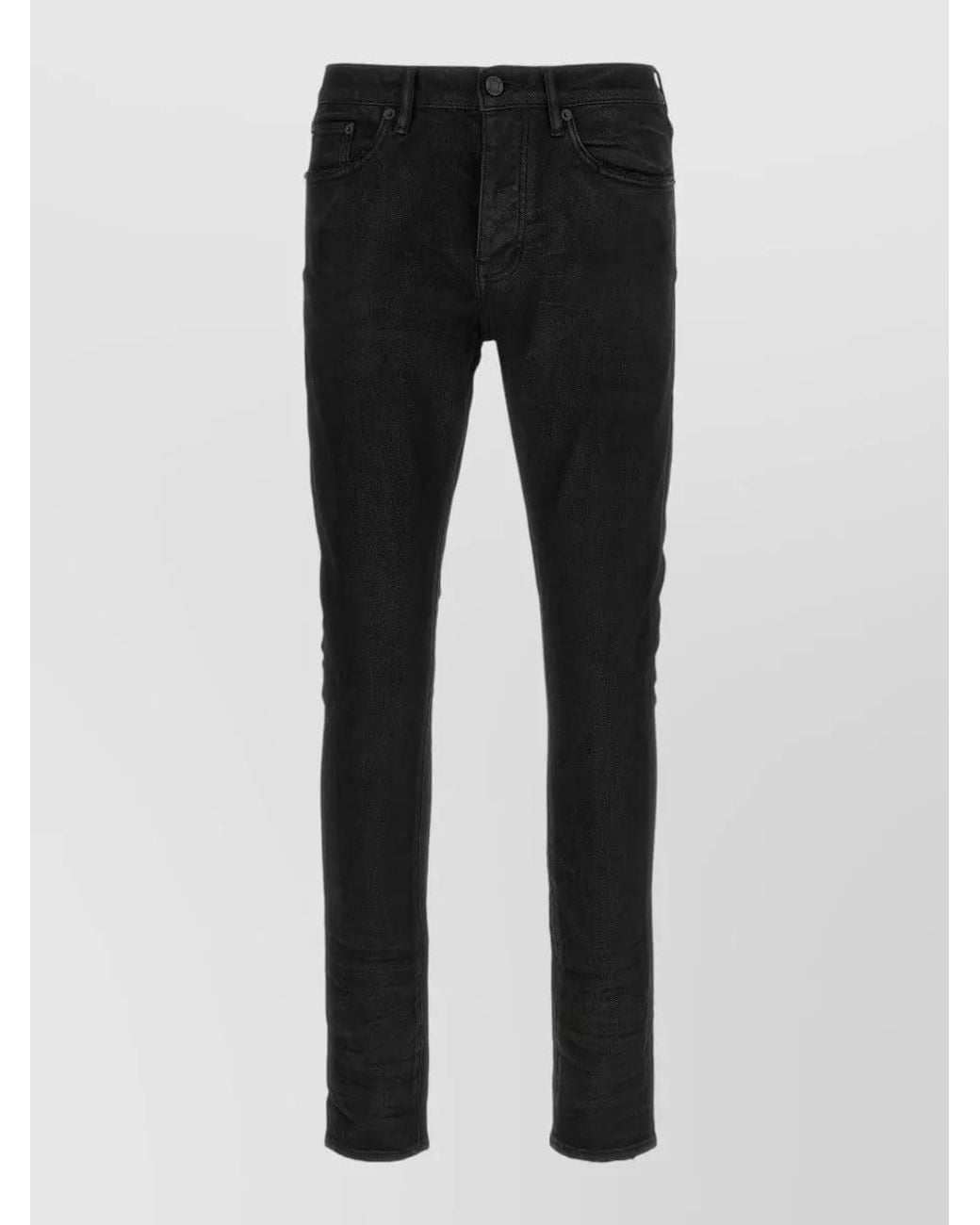Purple Black Denim Low-Rise Tapered Jeans for men