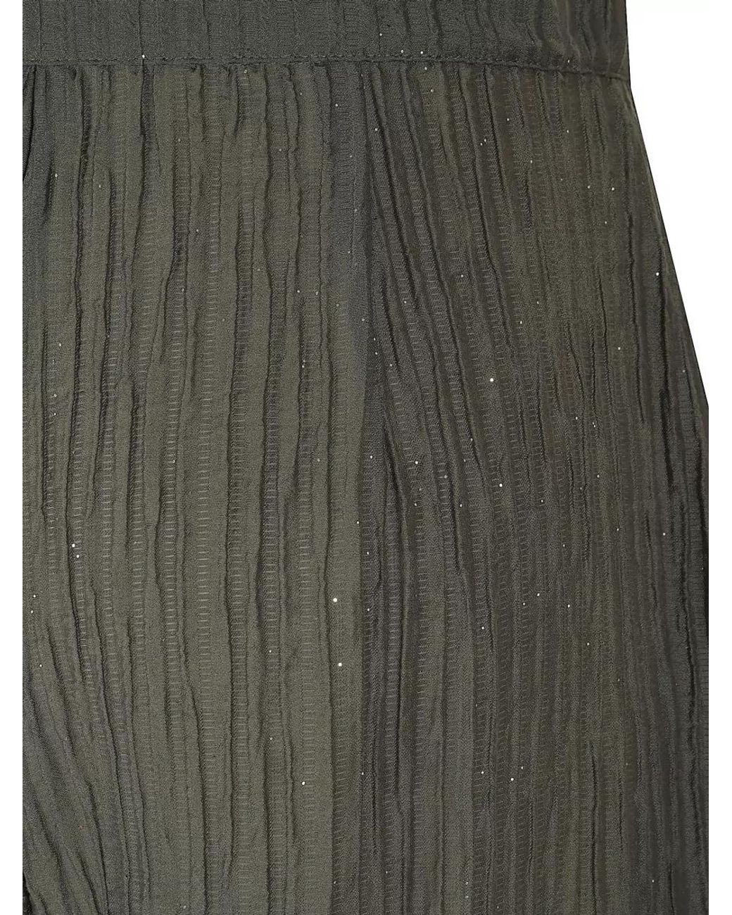 Emporio Armani Green Pleated Wide-Leg Trousers