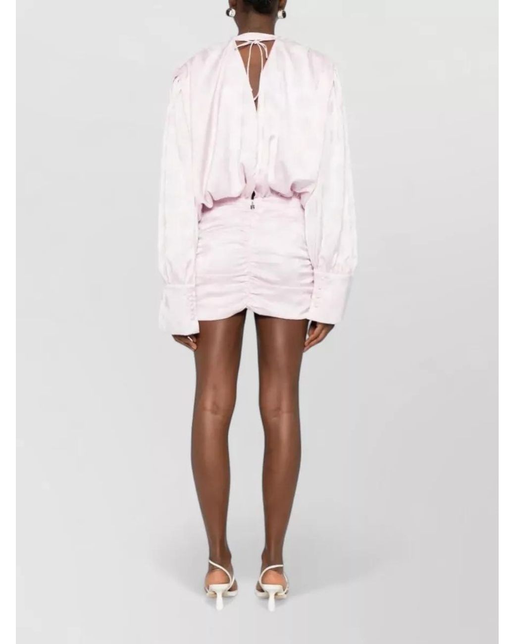 ROTATE BIRGER CHRISTENSEN Pink Floral-Jacquard Draped Mini Dress
