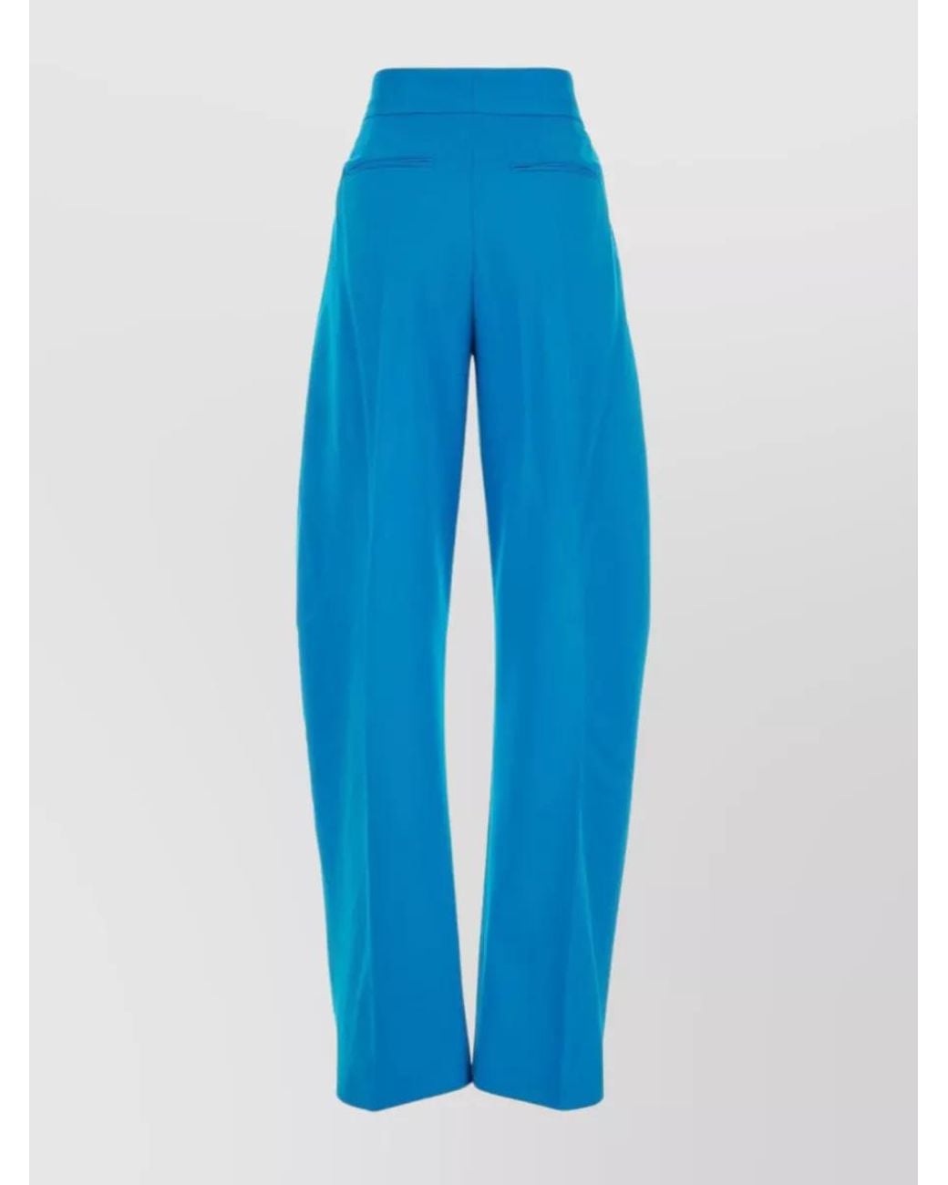 The Attico Blue Virgin Wool High-Rise Pleated Wide-Leg Trousers