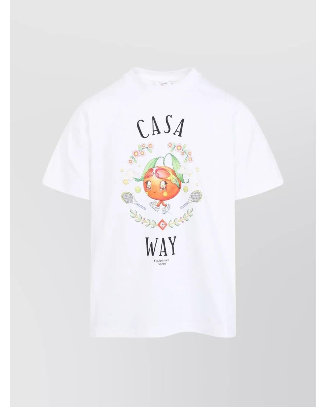 Casablanca White Organic Cotton Printed Short Sleeve T-Shirt for men