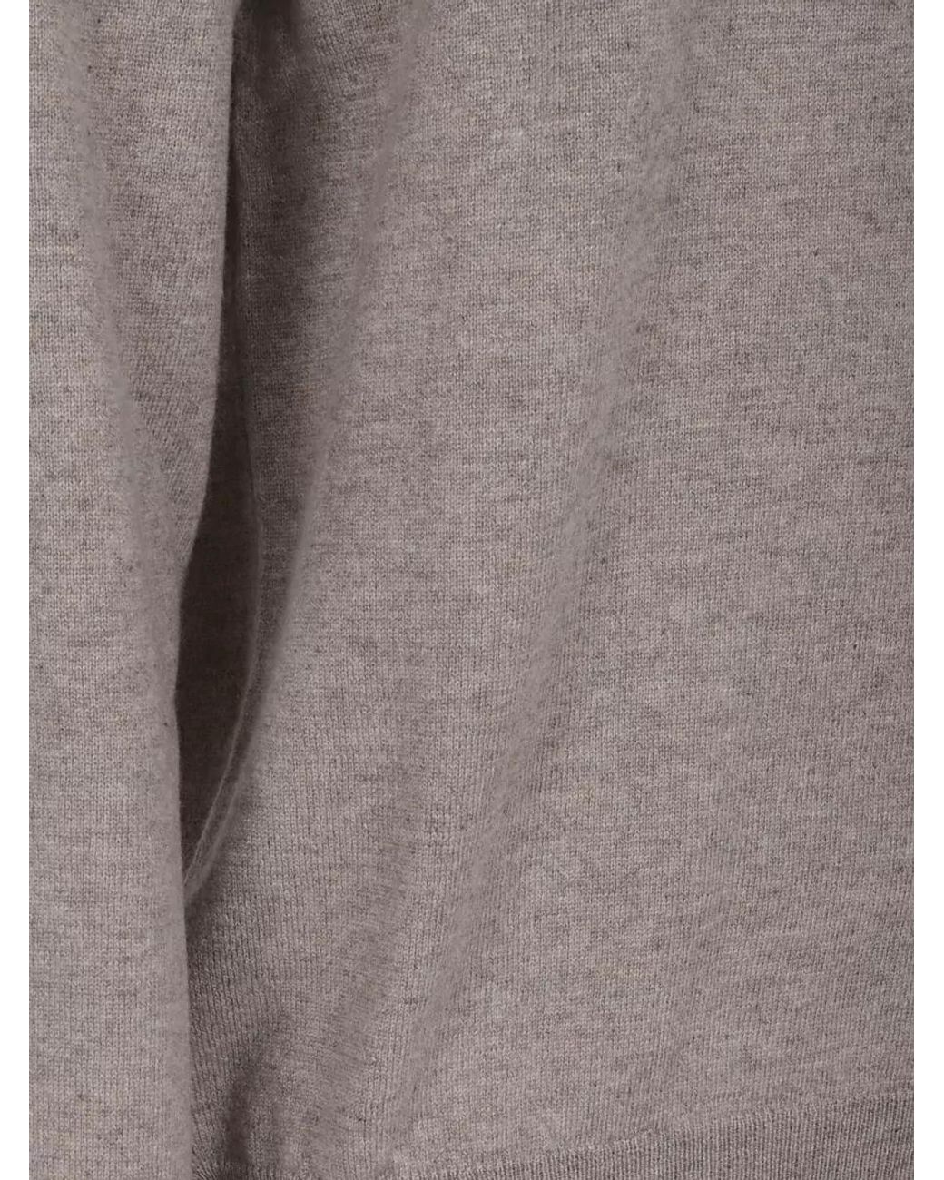 Ballantyne Gray Cashmere Ribbed Half-Zip High-Neck Jumper for men