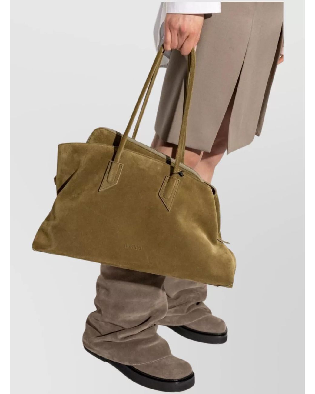 The Attico Natural Medium Suede Shoulder Bag