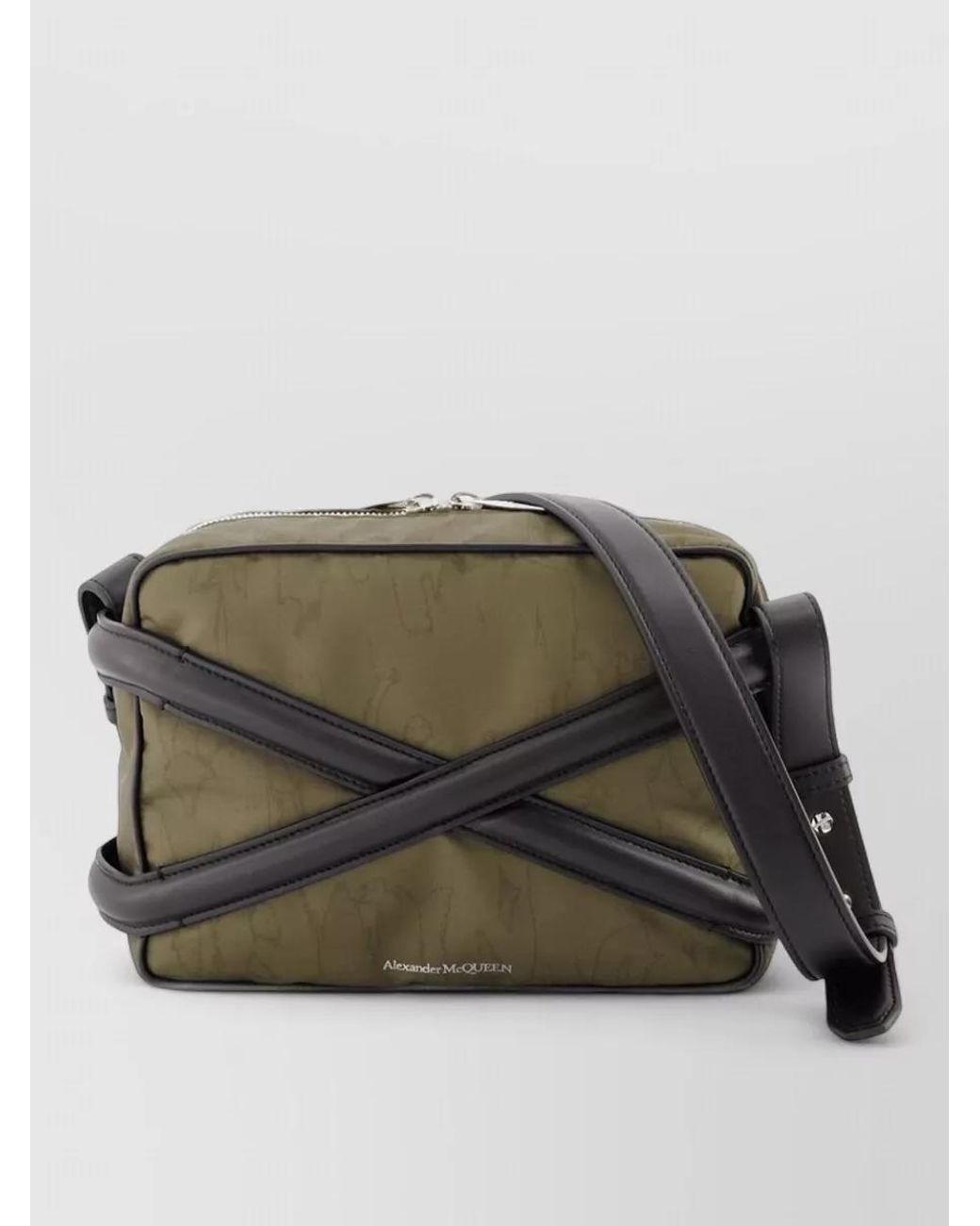 McQueen Gray Nylon Camera Crossbody Bag for men